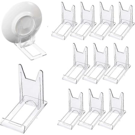 12 stk Klare Plast Display Stativ, Klar Display Stativ Justerbar Klar Akryl Plast Display Stativ Staffeli Multifunksjonell Display Holder