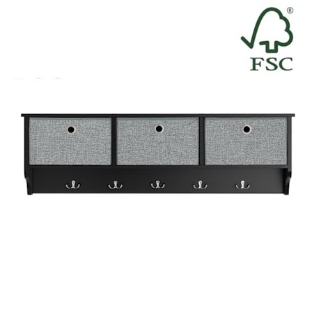 Rootz vægknagerække med opbevaring - Nøgleorganisator - Entréhylde - FSC-certificeret - 100x30x20 cm - Miljøvenlig honeycomb-emballage