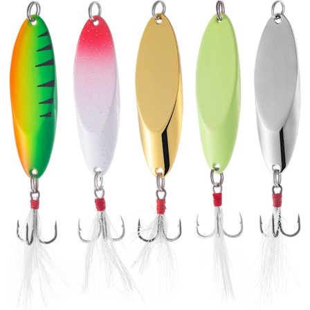 5 stk fiske lokker, ørret spinnende spinnere, abbor gjedde fiske lokker, metall spinnende skje ørret gjedde abbor karpe