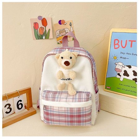Skolebagg for barn, ny barnehagebagg, søt bamse ryggsekk, viftebarnebagg - rosa