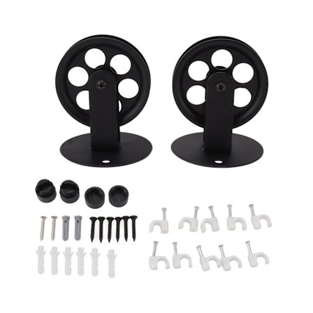 2 Teollisuuspyörää Plug in Barn Light Vintage Seinä-Kattoasennukseen Nostotaljat Musta