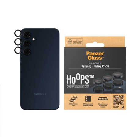 Panzer Hoops Black Camera Lens Protector Samsung Galaxy A55 5G PanzerGlass - High quality tempered glass screen protector