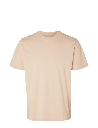 Slhaspen Print Ss O-Neck Tee Noos Selected Homme Beige