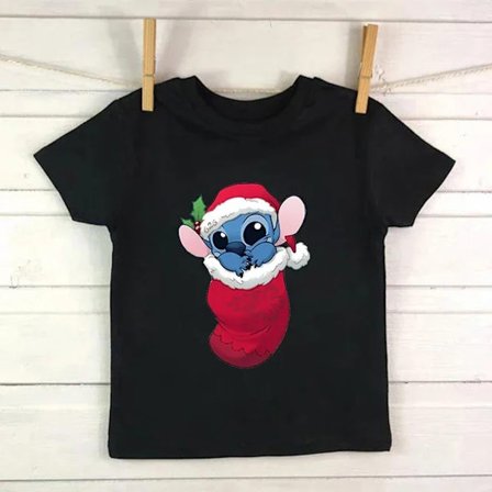 Barn T-shirt i bomull Barn Disney Lilo Stitch Tecknad T-shirt Stitch Söt Manga T-shirt Y2k Grafisk T-shirt Tjej Pojke Topp T-shirts
