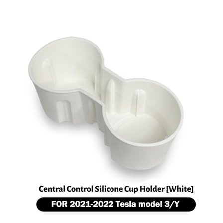 Fit Club Tpe Koppholder Oppbevaringsboks Miljøvennlige Midtkonsolltilbehør Kompatible For Tesla Model 3 Model Y 2021 2022 - Drikkeholder White-max