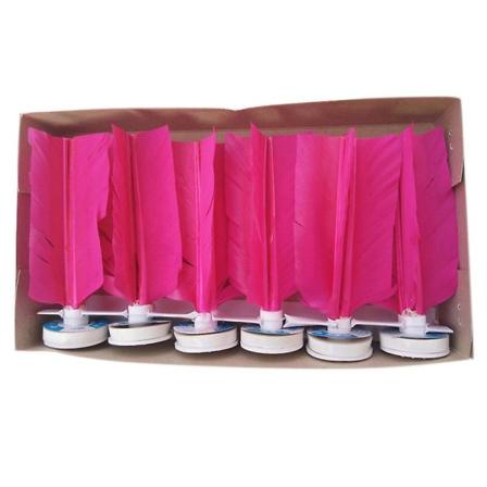 6-pack Fjäderkick-Shuttlecock Träningsspel för Barn och Vuxna Rosa