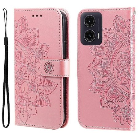 Sju-blommiga präglade läderfodral för telefon - Perfet