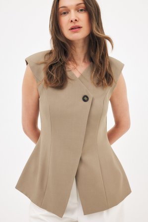 NA-KD Tailored Button Vest - Blazer vest - Brun - EU 34