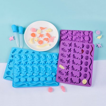 4 stycken söta godisformar i silikon med havsdjur - Delfin choklad