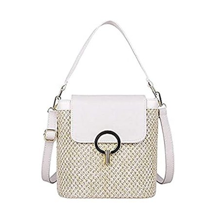 Små halm tasker til kvinder Tasker Dame Rejsepunge og Håndtasker Dame Skuldertaske Enkel Taske brun hvid