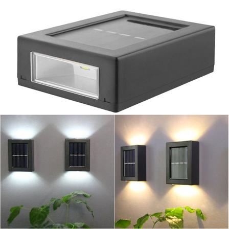 2 STK LED Solar Vegglampe Utendørs Vanntett IP65 Veranda Hage Vegglampe Hage Dekorasjon Solar Veggbelysning Lampe Lyssensor 8PCS Colorful