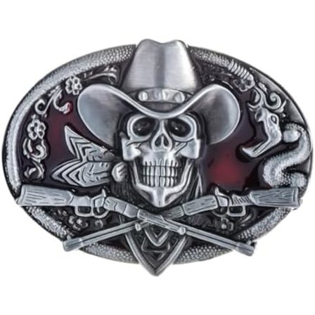 2 stk Spøgelses Skelet Skalle Bæltespænde til Mænd Amerikansk Indfødt Western Cowboy Bæltespænde