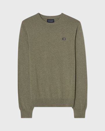 Lexington Brayden sweater i bomuld med rund hals, grøn melange