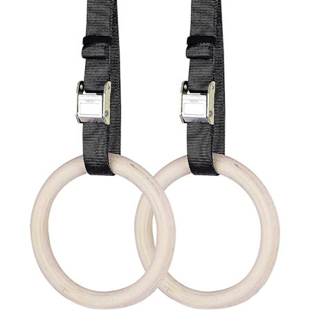 Træ Gymnastikringe - Justerbare Gymnastikringe - til hjemmetræning og fitness