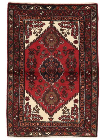 Hamadan Matta 96X140 Svart/Mörkröd Ull, Persien