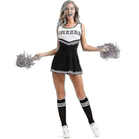 Kvinnors skolflickor musikaliska fest Halloween fest cheerleader kostym utklädningsklänning svart