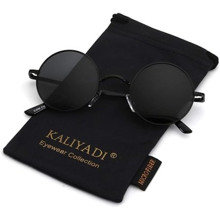 Runde Polariserte Solbriller for Menn Kvinner Retro Metall Hippie Sirkelstil Solbriller UV-Beskyttelse