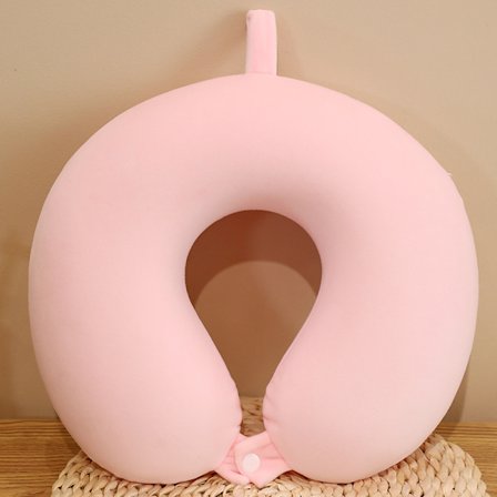 Rejsepude Nakkepude Memory Foam Rejsepuder Hovedstøtte Pude til Fly Tog Bil Kontor Rejse Vigtig Flypude (Pink)