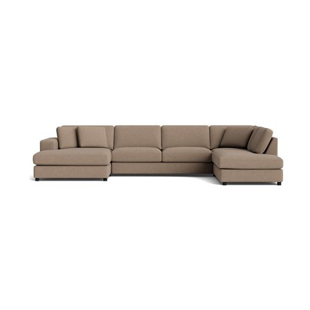 Oasis U-Form Sofa, links in Loop Dunkelbeige, modernes Design mit Nozag-Federung für hohen Sitzkomfort, großzügige Wohnlandschaft, 79cm.