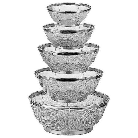 5-pak køkkensier, rustfri stål dørslag, finmasket si til pasta, ris og frugt, si til si JP