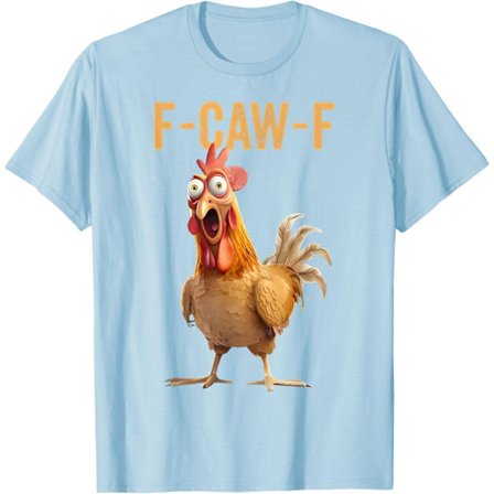 Rolig T-shirt med kycklinghumor F-Caw-F blå[BT]
