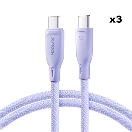 Joyroom USB C Till USB C Kabel 1m - Violett (3-pack)