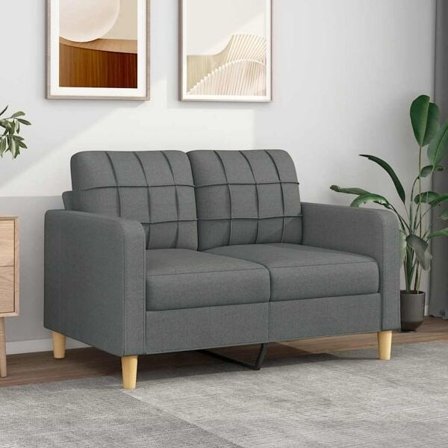vidaXL Soffa 2-sits mörkgrå 120 cm tyg