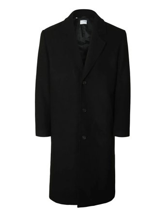Slhmilos Wool Blend Relaxed Coat #S Black Selected