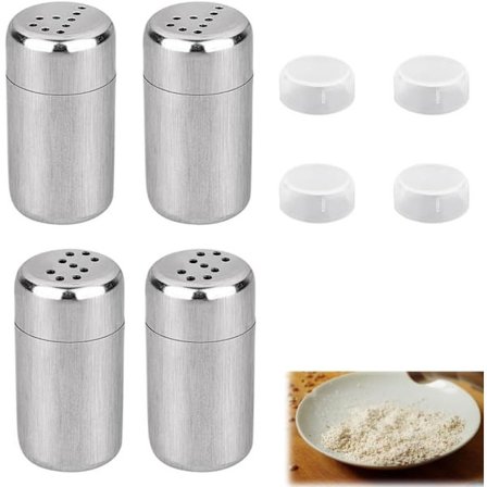Salt- og pepperstrøere i rustfritt stål, 4 stk. Mini saltstrøere med lokk, bord salt- og pepperstrøere flaskebeholder for camping, restauranter