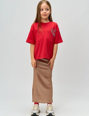 The New Tnrosalind Long Glitter Skirt - Beige - 158/164