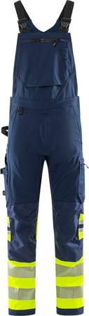 Arbetsbyxor Fristads Herr Varsel Green hängslebyxa stretch 1032 GSTP, klass 1, Varsel Gul/Marinblå Arbetskläder