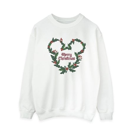Disney Womens/Ladies Mickey Mouse Merry Christmas Holly Sweatshirt XXL Vit