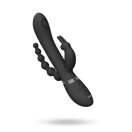 Rini - Pulse Wave & Vibrating Double Penetration Rabbit - Black - Vuxen.se - Analvibrator, Vibrerande butt plug