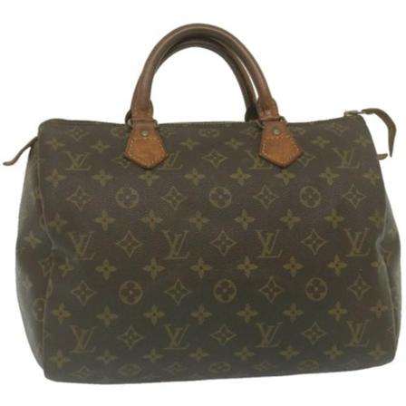 Louis Vuitton Vintage, Pre-owned Speedy 30 Monogram Handbag Bruin, Dames, Maat:ONE Size,leer