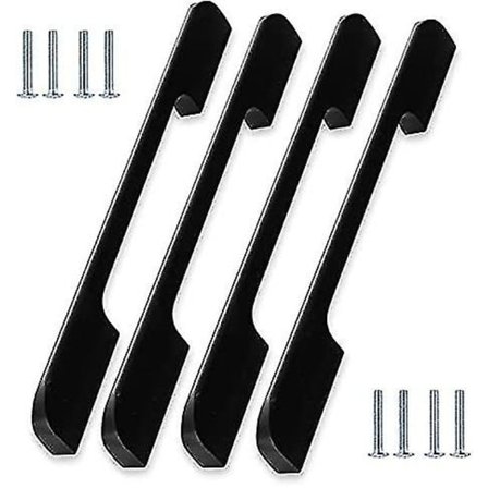 [4 stycken] 224 mm Köksmöbelhandtag, Svart Rostfritt Stål Skåpshandtag, Matt Svart Möbelhandtag, Räckehandtag Passar