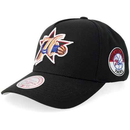 Mitchell & Ness - NBA Preto adjustable Boné - Philadelphia 76ers Double Clutch Pro Cap Hwc Black A-Frame Adjustable @ Hatstore