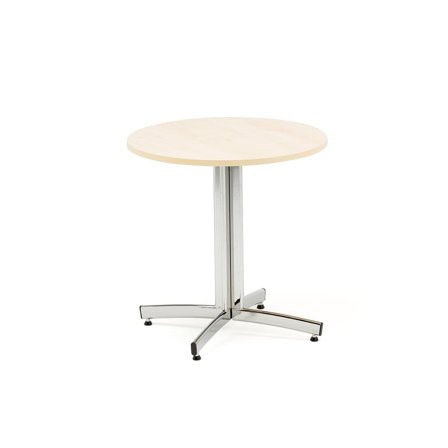 Rundt kantinebord SANNA, Ø700x720 mm, krom/birk