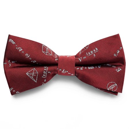 Burgundy Pre-Tied Bow Tie with Math Equations for Men - Pre-tied bow ties