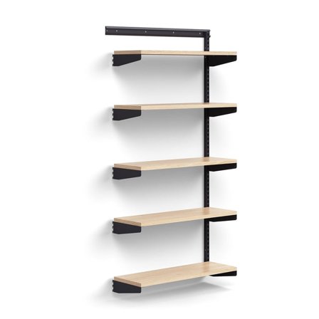 Wall shelving RELY, add-on, laminate shelves, 1800x900x300 mm, anthracite/oak