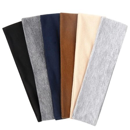 6 stk. Hovedbånd til kvinder med kort hår - Skridsikre elastiske svedbånd - Bløde stofhovedbånd - Træningsbånd til yoga, løb, sport