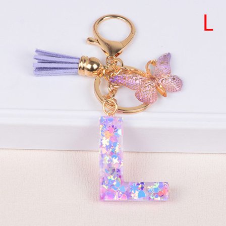 pc AZ bogstaver nøglering til kvinder kvast sommerfugl vedhæng Ini