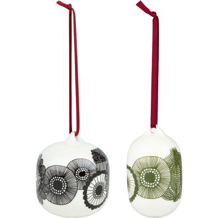 Marimekko Siirtolapuutarha julgransdekoration 2-pack, vit/svart/grön | Inredning > Juldekorationer > Julpynt | Bagaren och Kocken
