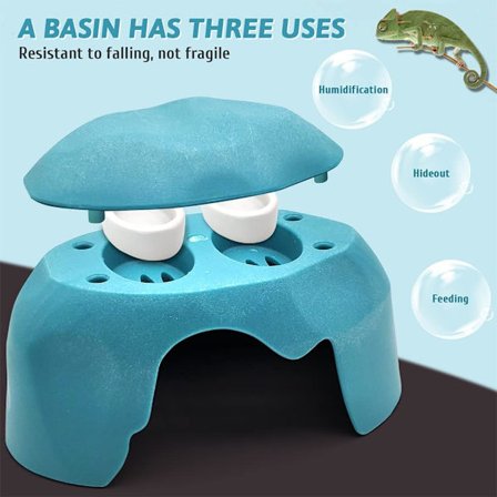 Reptil Hide Box Gecko Hideout Cave med luftfuktare Sink ödlor