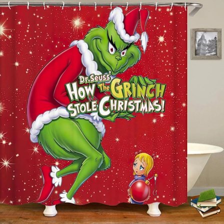 Badrum Jul Duschdraperi, God Jul Duschdraperi, Jul Badrumsdekorationer (A2)_tfrf