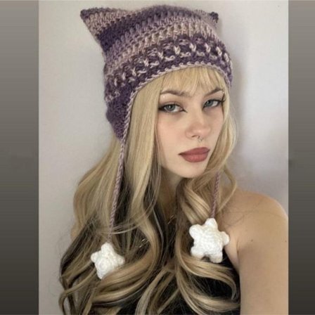 Kissan Korva Hiuspallo Pipot Hattu Raita Neulottu Kissan Korva Hiuspallo