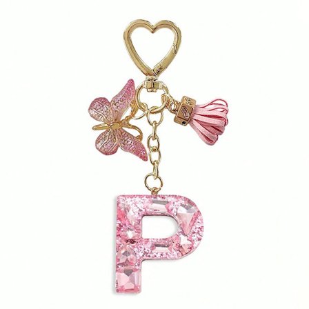 26 bokstäver att välja mellan, rosa glänsande bokstavsnyckelring
