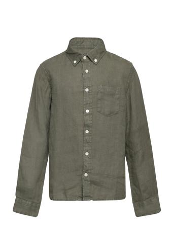 Linen Ls Bd Shirt Shirts Long-sleeved Shirts Kakigrønn GANT*Betinget Tilbud