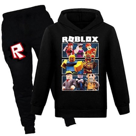 Julegaver Roblox 2 stk Spillmønster Hoodie og Buksesett Jenter Gutter Hettestropp Genser Pullover Topper Barn Tenåringer