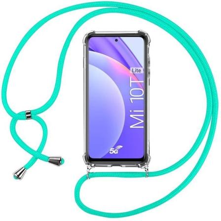 Etui til Xiaomi Mi 10T Lite (6,67") TPU-beskyttelse Forstærkede hjørner Anti-ridse anti-shock blød med halskæde ledning Grøn Transparent-Grön