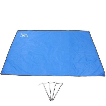 Vattentät strandfilt 210x200cm Sandproof strandmatta Bärbar ficka Picknickmatta Kompakt campingmadrass Fotavtryck(210x200cm,Blå)